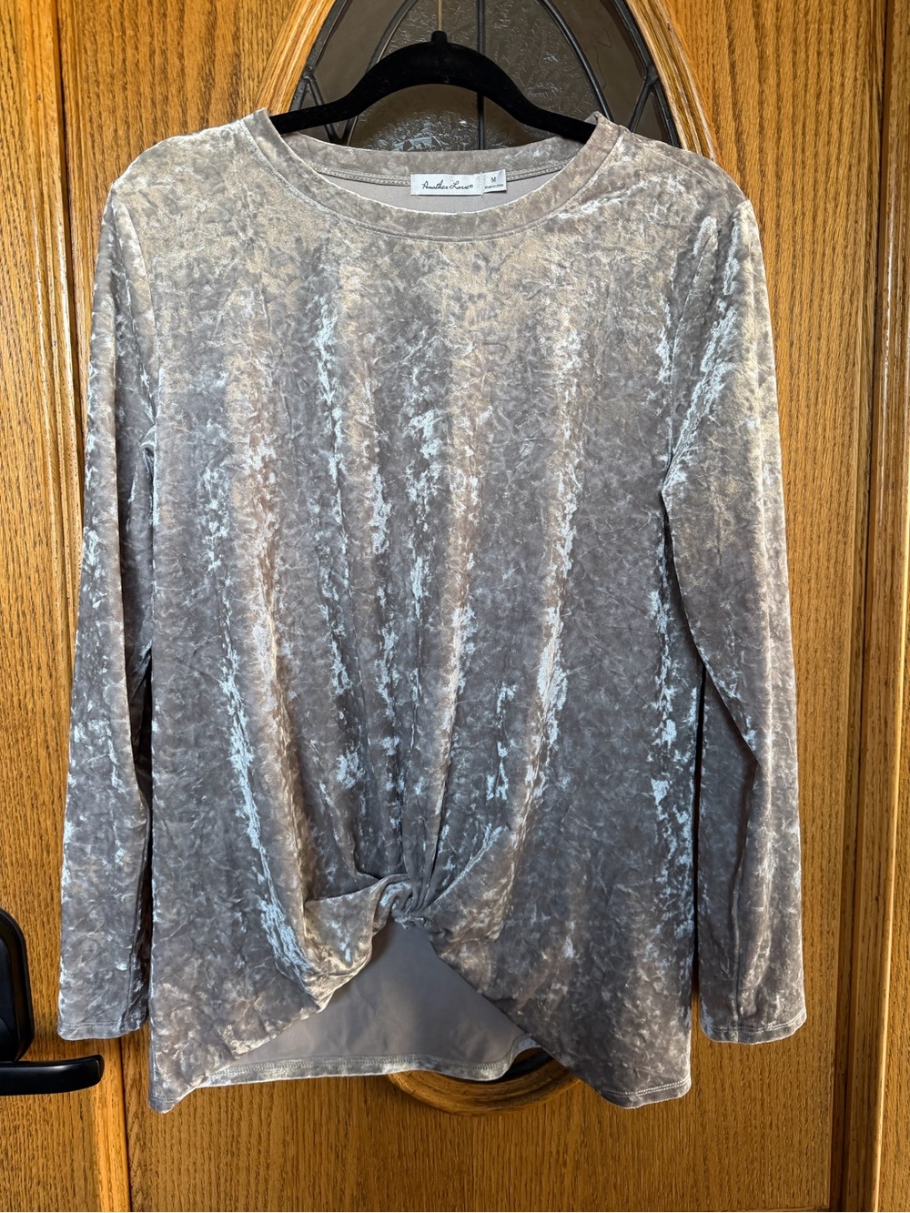 Another Love Grey Crushed Velvet top
